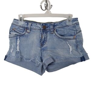 YMI Wanna Betta Butt? SIZE 7 Stretch Distressed medium wash denim shorts